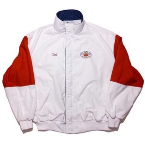 Vintage FAZOLIS Fast Food Italian Jacket Dunbrooke Made USA 1990s White XXL 2XL